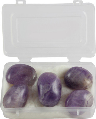 

estore 5 pcs 100% Natural Amethyst Tumble Stone Crystal Healing Gemstone for physical and mental energy. Decorative Showpiece - 2 cm(Stoneware, Purple)