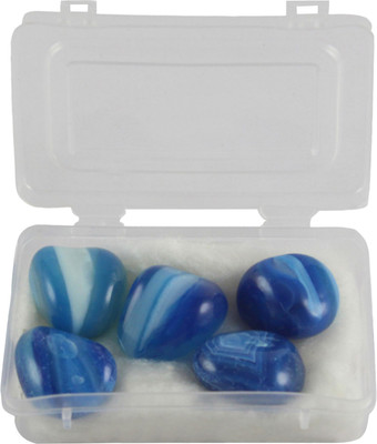 

estore 5 pcs 100% Natural Blue Onyx Tumble Stone Crystal Healing Gemstone for protection,development and stability. Decorative Showpiece - 2 cm(Stoneware, Blue)