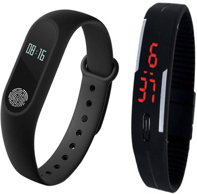 

Via Flowers Llp M2 Fitness Band Black + LED Band galaxy s6 Smartwatch(Black Strap 1.63)