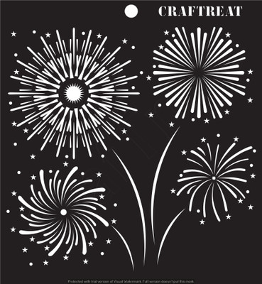 

CrafTreat Fire Works Stencil Stencil(Pack of 1, 6"x6")