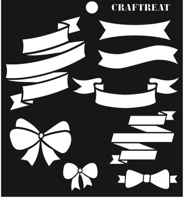 

CrafTreat Ribbon Banners Stencil Stencil(Pack of 1, 6"x6")
