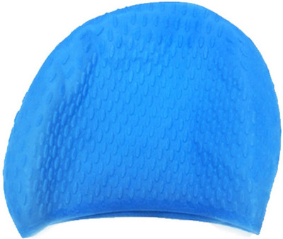KAAS Full Head Dotted Swimming Cap(Blue, Pack of 1)