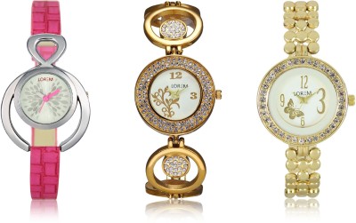 LEGENDDEAL New LR203-204-205 Exclsive Diamond Studed Gold Best Stylish Combo Analog Watch  - For Girls   Watches  (LEGENDDEAL)