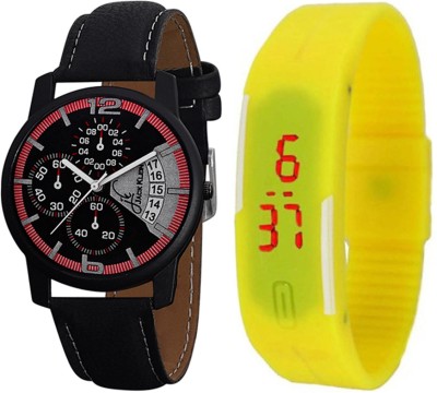 Jack Klein Combo of Trendy Black Strap And Yellow Digital Led Watch  - For Men   Watches  (Jack Klein)