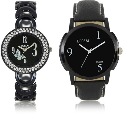 LEGENDDEAL New LR06-201 Exclsive Diamond Studed Black Best Stylish Combo Analog Watch  - For Men & Women   Watches  (LEGENDDEAL)
