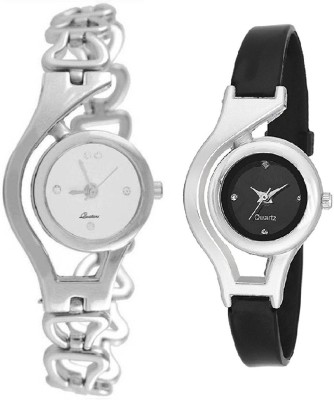 keepkart Glory Silver Chain And Black Pu Strap Combo For Woman And Girls Analog Watch  - For Girls   Watches  (Keepkart)