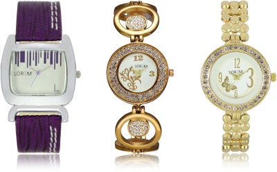 LEGENDDEAL New LR203-204-207 Exclsive Diamond Studed Gold Best Stylish Combo Analog Watch  - For Girls   Watches  (LEGENDDEAL)