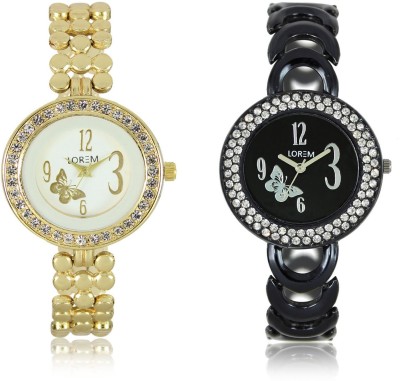 LEGENDDEAL New LR201-203 Exclsive Diamond Studed Black Best Stylish Combo Analog Watch  - For Girls   Watches  (LEGENDDEAL)