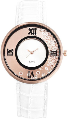 

Zillion Roman Numerals Diamond Filled Dial White Watch - For Women