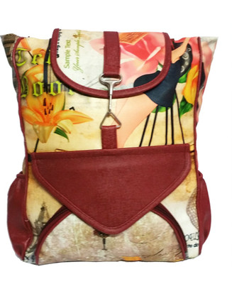 

Luxminet Artificial printed leather for girls 3 L Backpack(Multicolor), Multi-color