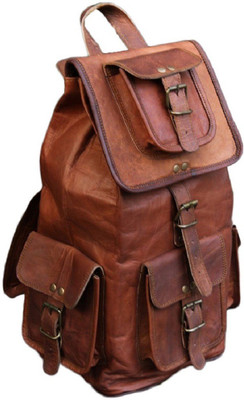 

Anshika International Leather Backpack Bag Of Premium Quality Retro Style Original Leather Backpacks Bag For Women Men Boys Girls Unisex 16 L Backpack(Brown)