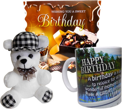 

Siddhi Gifts boyfriend birthday gifts - Birthday Greeting Card and Cute Soft Teddy With Birthday Coffee Mug(Set of 1)