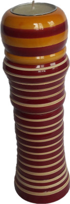 

The Ethnic Story Wooden Tealight Holder(Red, Yellow, Pack of 1)