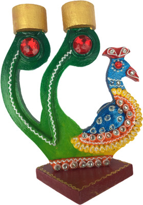 

Netra Handicraft 1 Piece of Decorative Peacock Candle Holder Wooden 2 - Cup Candle Holder(Multicolor, Pack of 1)