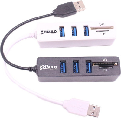 

ReTrack SET OF 2Combo 3 PORT 2.0 USB HUB + MULTIPLE Combo Card Reader(Black, White)