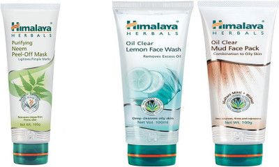 

Himalaya Purifying Neem Peel Off Mask, Oil Clear Lemon Foaming Face Wash, Oil Clear Mud Face Pack(Set of 3)