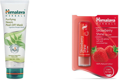 

Himalaya Purifying Neem Peel Off Mask, Strawberry Shine Lip Care(Set of 2)