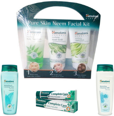 

Himalaya Pure Skin Neem Facial Kit, Refreshing & Clarifying Toner, Refreshing Cleansing Milk, Toothpaste(Set of 4)