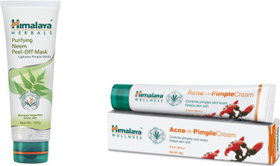 

Himalaya Purifying Neem Peel Off Mask, Acne N Pimple Cream(Set of 2)