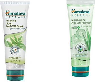 

Himalaya Purifying Neem Peel Off Mask, Moisturizing Aloe Vera Face Wash(Set of 2)