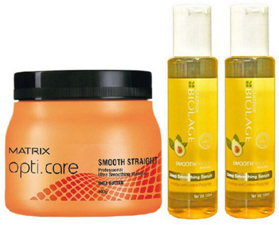

Matrix Opticare Smooth & Straight Hair Spa With Biolage Hair Serum (Pack Of2)(Set of 3)