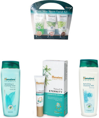 

Himalaya Pure Skin Neem Facial Kit, Refreshing & Clarifying Toner, Refreshing Cleansing Milk, Youth Under Eye Cream(Set of 4)