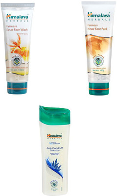 

Himalaya fairness kesar face wash, fairness kesae face pack, anti dandruff shampoo(Set of 3)