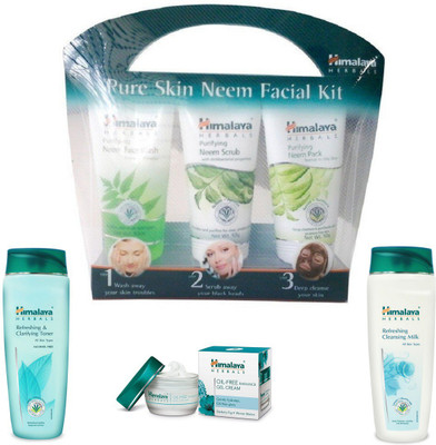 

Himalaya Pure Skin Neem Facial Kit, Refreshing & Clarifying Toner, Refreshing Cleansing Milk, Oil Free Radiance Gel Cream(Set of 4)