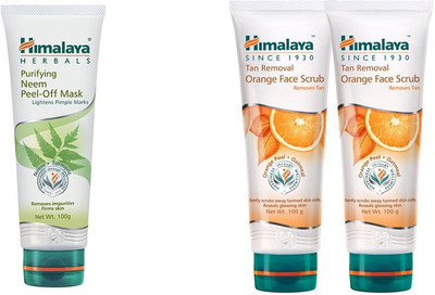 

Himalaya Tan Removal Orange Face Scrub, Purifying Neem Peel Off Mask, Tan Removal Orange Face Scrub(Set of 3)