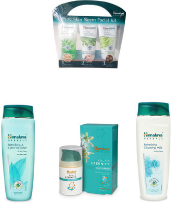 

Himalaya Pure Skin Neem Facial Kit, Refreshing & Clarifying Toner, Refreshing Cleansing Milk, Youth Eternity Night Cream(Set of 4)