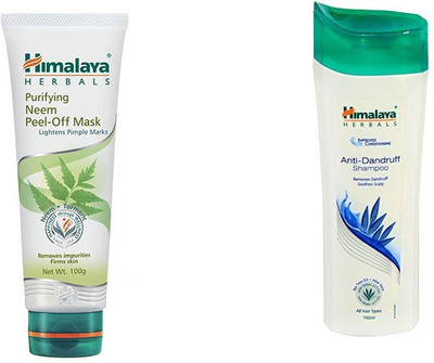 Himalaya Purifying Neem Peel Off Mask, Anti Dandruff Shampoo(Set of 2)