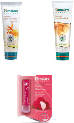 

Himalaya fairness kesar face wash, fairness kesar face pack, litchi lip balm(Set of 3)