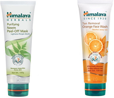 

Himalaya Purifying Neem Peel Off Mask, Tan Removal Orange Face Wash(Set of 2)