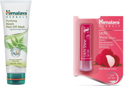 

Himalaya Purifying Neem Peel Off Mask, Litchi Shine Lip Care(Set of 2)