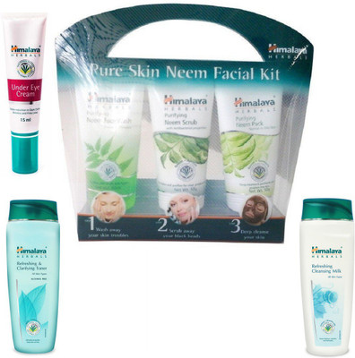 

Himalaya Pure Skin Neem Facial Kit, Refreshing & Clarifying Toner, Refreshing Cleansing Milk, Under Eye Cream(Set of 4)