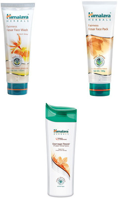 

Himalaya fairness kesar face wash, fairness kesar face pack, damage repair protein shampoo(Set of 3)