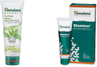 

Himalaya Purifying Neem Peel Off Mask, Bleminor Anti Blemish Cream(Set of 2)