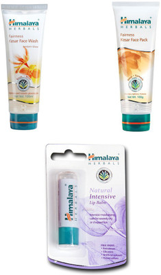

Himalaya fairness kesar face wash, fairness kesae face pack, natural intensive lip balm(Set of 3)