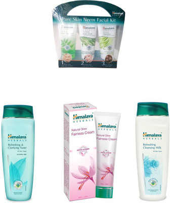 

Himalaya Pure Skin Neem Facial Kit, Refreshing & Clarifying Toner, Refreshing Cleansing Milk, Natural Glow Fariness Cream(Set of 4)