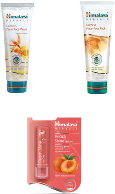 

Himalaya fairness kesar face wash, fairness kesae face pack,, peach shine lip balm(Set of 3)