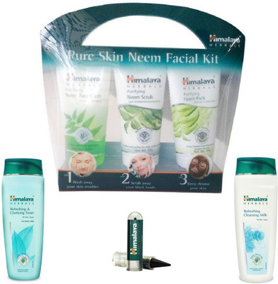 

Himalaya Pure Skin Neem Facial Kit, Refreshing & Clarifying Toner, Refreshing Cleansing Milk, Kajal Eye Definer(Set of 4)