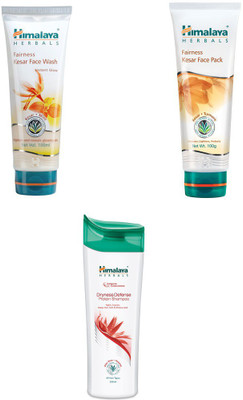 Himalaya fairness kesar face wash, fairness kesae face pack, dryness defense protein shampoo(Set of 3)