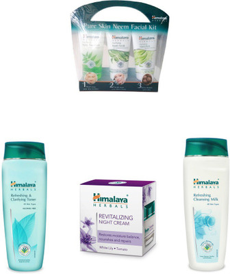 

Himalaya Pure Skin Neem Facial Kit, Refreshing & Clarifying Toner, Refreshing Cleansing Milk, Revitalizing Night Cream(Set of 4)