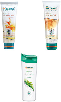 

Himalaya fairness kesar face wash, fairness kesar face pack, gentle daily care protien shampoo(Set of 3)