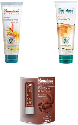 

Himalaya fairness kesar face wash, fairness kesae face pack, rich coca butter(Set of 3)