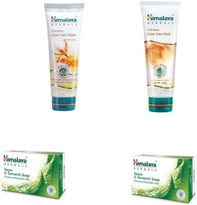 

Himalaya fairness kesar face wash, fairness kesae face pack, neem soap(Set of 4)