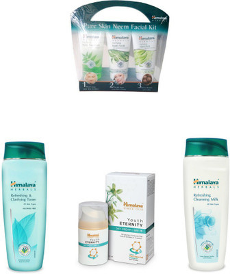 

Himalaya Pure Skin Neem Facial Kit, Refreshing & Clarifying Toner, Refreshing Cleansing Milk, Youth Day Cream(Set of 4)