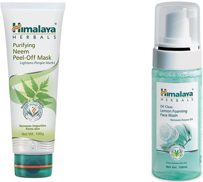 

Himalaya Purifying Neem Peel Off Mask, Oil Clear Lemon Foaming Face Wash(Set of 2)