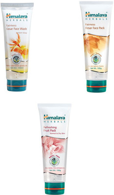 

Himalaya fairness kesar face wash, fairness kesae face pack, refreshing fruit pack(Set of 3)