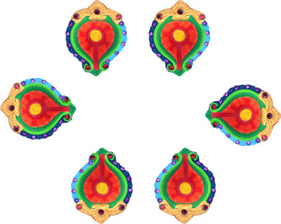 

iHandikart Terracotta (Pack of 6) Table Diya Set(Height: 1 inch)